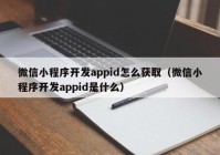 微信小程序开发appid怎么获取（微信小程序开发appid是什么）